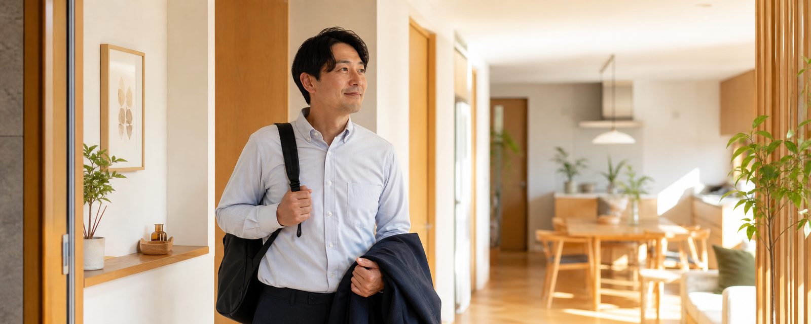 安心できる家庭へ帰る男性のイメージ